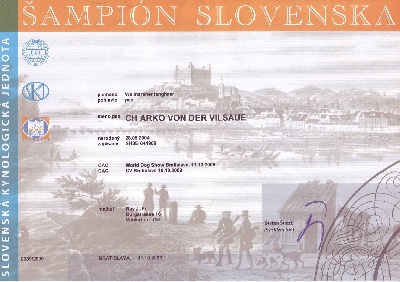 Von der Vilsaue - Arko est <br>Champion de Slovakie